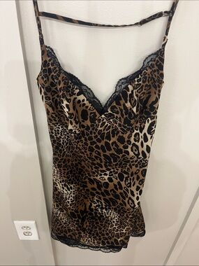 That’s So Fetch Leopard Satin Slip Dress in Brown and Black